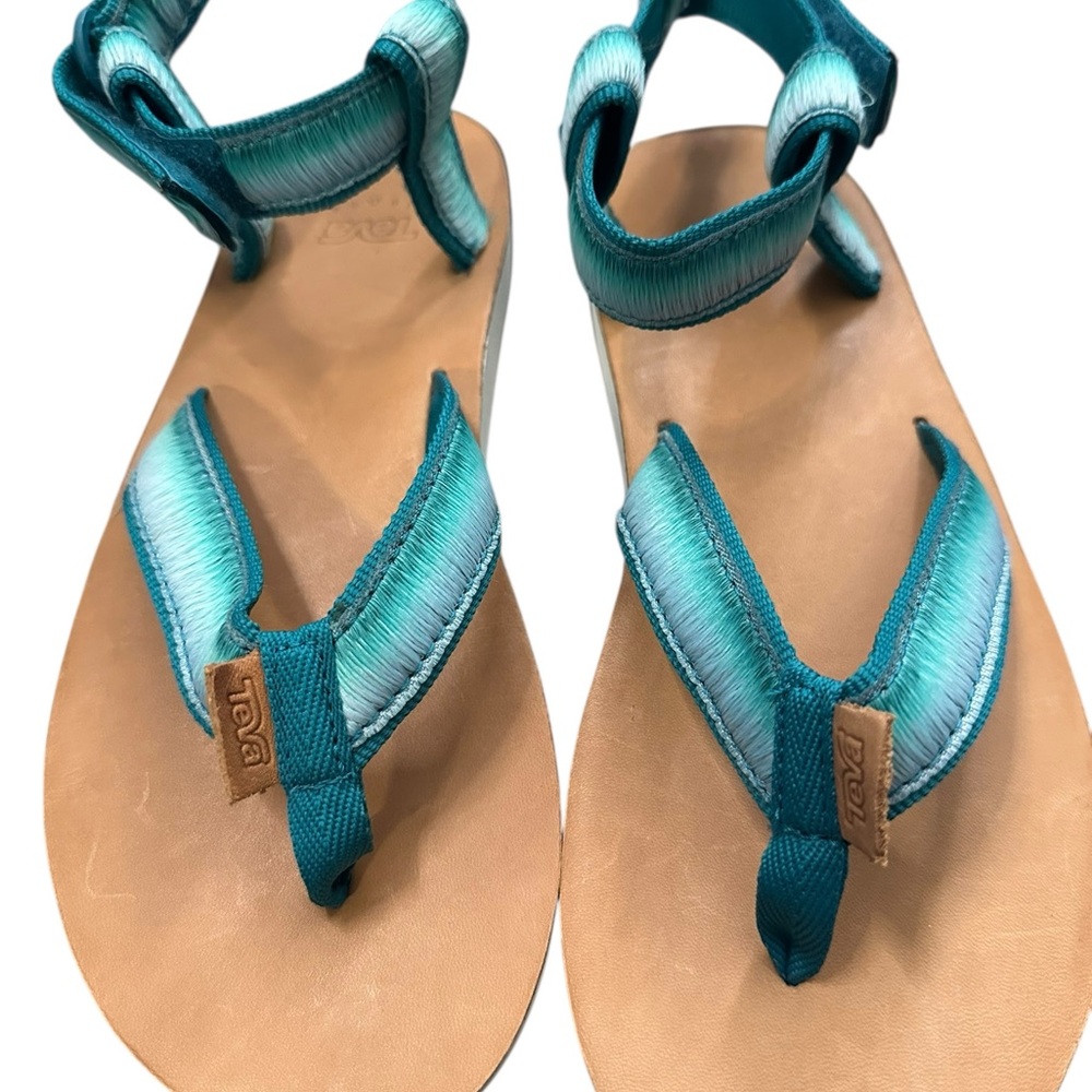 Teva Thong Ombre Sandals Teal/Blue Size 7 NWOT adjustable strap - Picture 8 of 8